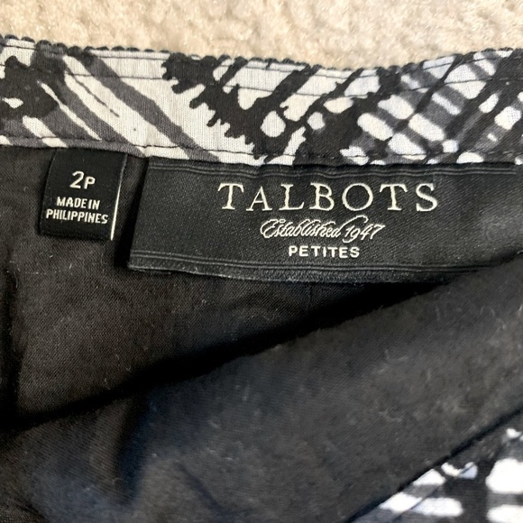 Talbots Black and White A line Skirt.  Cotton Silk Blend Lined Women Size 2p - Picture 3 of 6
